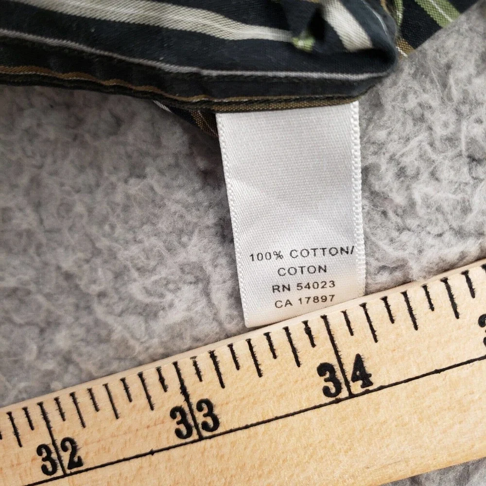Banana Republic Shirt Mens Large 16 16.5 Black Sriped‎ Classiccore Button Up